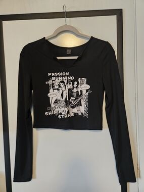 Nana Anine Graphic Crop Long-Sleeve Top - Black